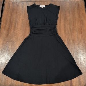 Philosophy Black Ruched-Waist Midi Dress
